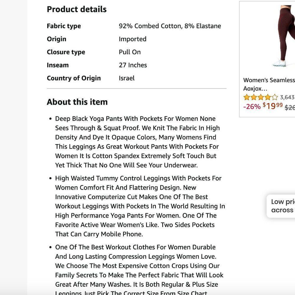 Like NEW Nirlon Black High Waisted Leggings With Large Pockets Size Larg… - Picture 6 of 14